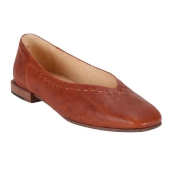 Frye Claire Ballet Flat Leather Cognac Cabrast color brown size 8.5 fits 9 - Picture 1 of 11